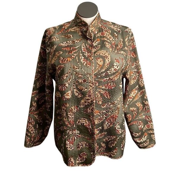 Womens Reversible Quilted Kantha Weave Jacket 1X Mosaic Tapestry Lightweight - Picture 3 of 5